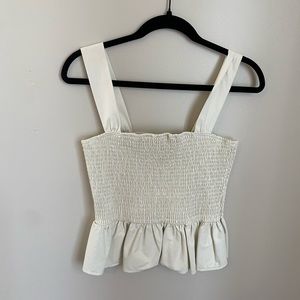 NWT Cream Faux Leather Peplum Top